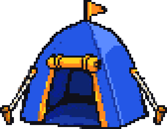 A blue tent pitched on the page
